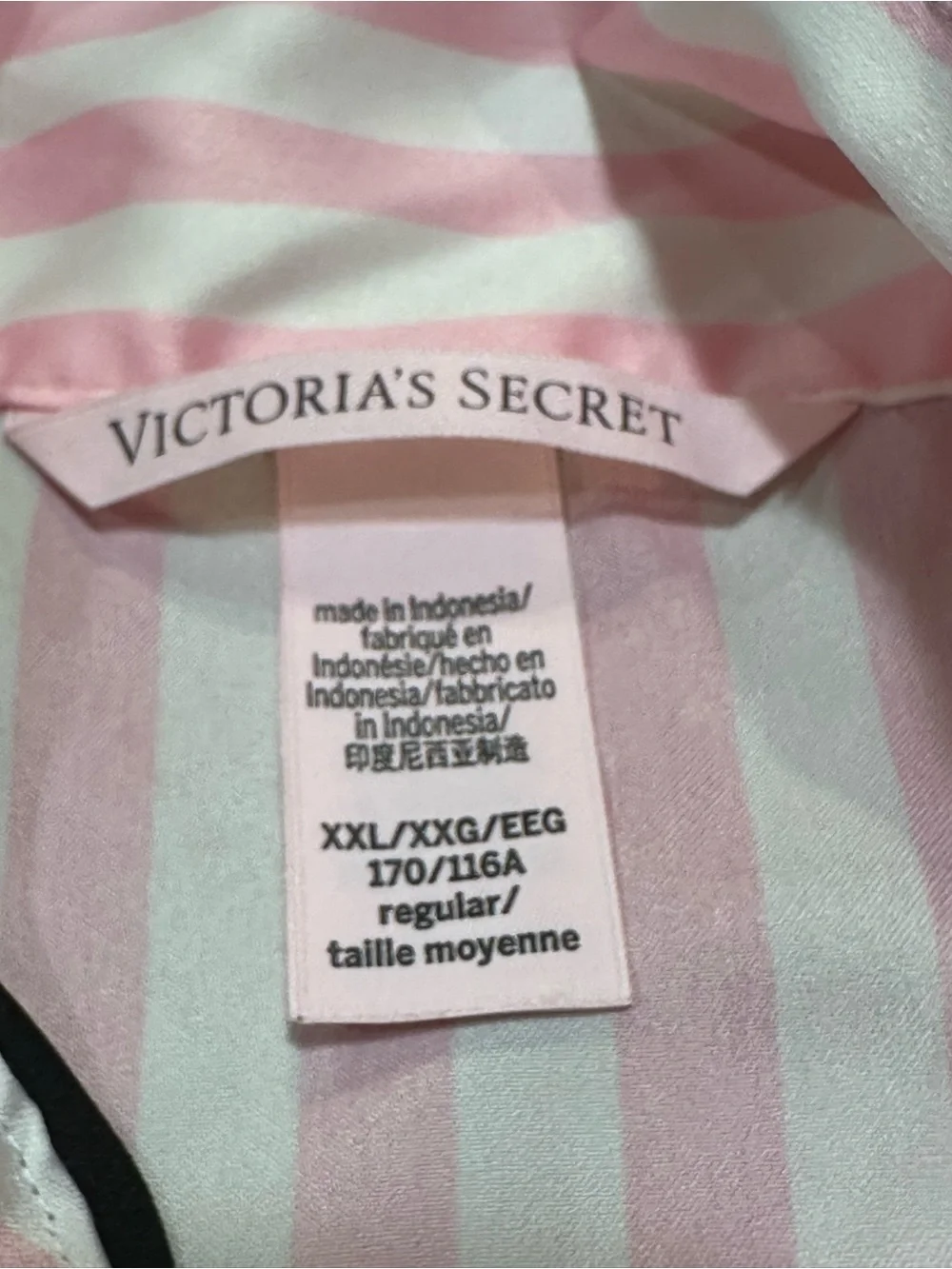 Victoria's Secret sz XXL Pink and White Striped Pajama Set with Black Piping